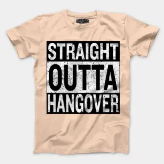 Straight outta hangover men/unisex t-shirt in peach color