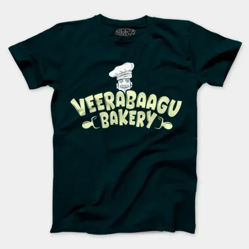 Veerabaagu bakery men/unisex t-shirt in petrol blue color