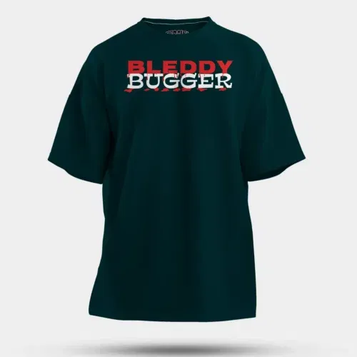 Bleddy bugger men/unisex oversized t-shirt in petrol blue color