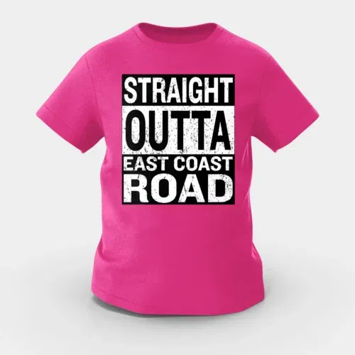 Straight outta ecr girls round neck t-shirt in pink color