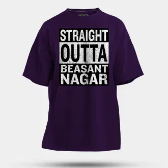 Straight outta beasant nagar men/unisex oversized t-shirt in purple color