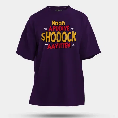 Naan apudiye shoooock aayitten men/unisex oversized t-shirt in purple color