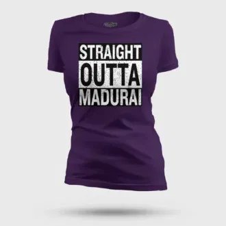 Straight outta madurai women's t-shirt in purple color