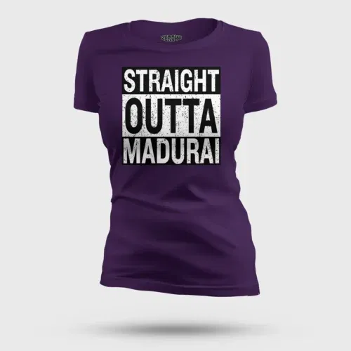 Straight outta madurai women's t-shirt in purple color