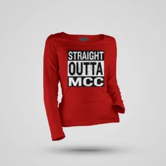 Straight outta mcc women's long sleeve t-shirt in red color