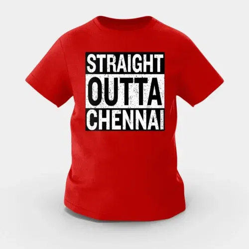 Straight outta chennai girls round neck t-shirt in red color