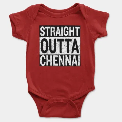 Straight outta chennai onesie/romper in red color