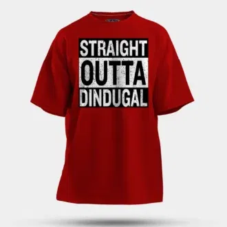 Straight outta dindugal men/unisex oversized t-shirt in red color