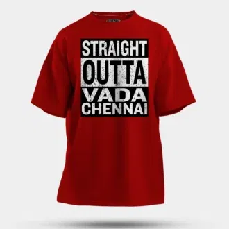 Straight outta vada chennai men/unisex oversized t-shirt in red color