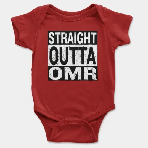 Straight outta omr onesie/romper in red color