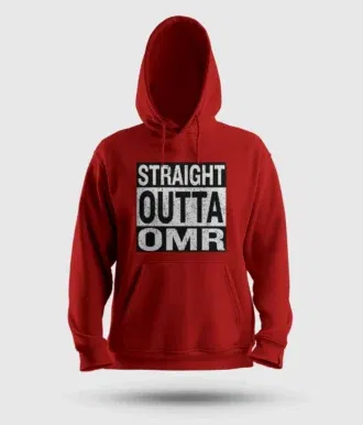 Straight outta omr men/unisex hoodie in red color