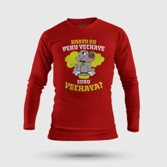 Naayu ku peru vachaye soru vachaye men/unisex long sleeve t-shirt in red color