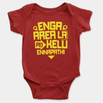 Enga area la pei kelu ennapathi onesie/romper in red color