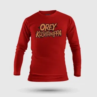 Ore kushtamappa men/unisex long sleeve t-shirt in red color