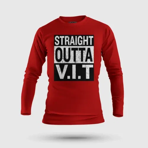 Straight outta vit men/unisex long sleeve t-shirt in red color