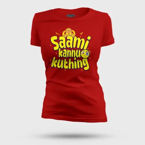 Saami kannu kuthing women's t-shirt in red color