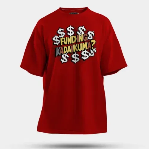 Funding kadaikuma men/unisex oversized t-shirt in red color