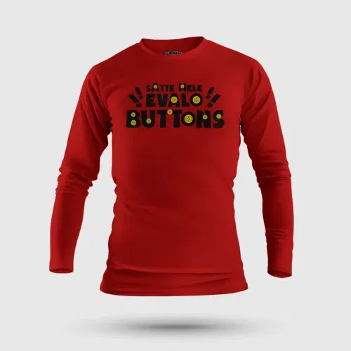 Satte mele evalo buttons men/unisex long sleeve t-shirt in red color