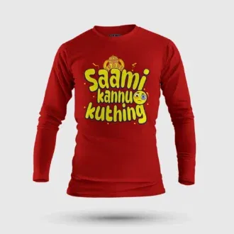 Saami kannu kuthing men/unisex long sleeve t-shirt in red color