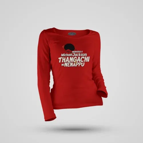 Manasula michael jackson thangachi nu nenappu women's long sleeve t-shirt in red color