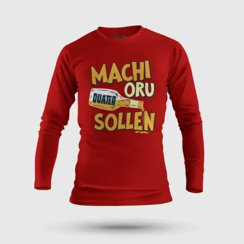 Machi oru quater sollen men/unisex long sleeve t-shirt in red color