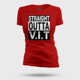 Straight outta vit women's t-shirt in red color