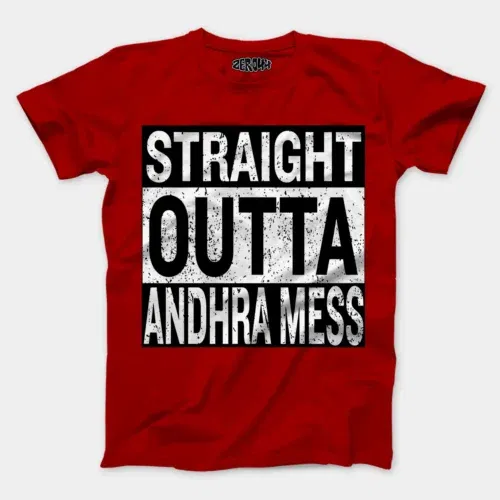 Straight outta andhra mess men/unisex t-shirt in red color