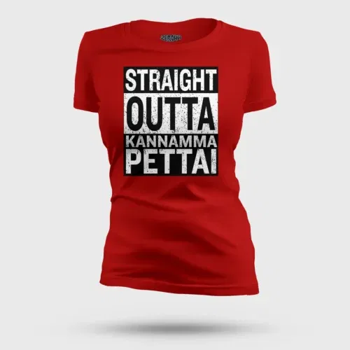 Straight outta kannamma pettai women's t-shirt in red color