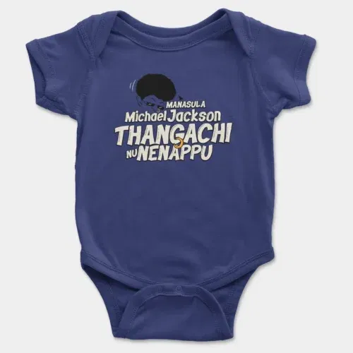 Manasula michael jackson thangachi nu nenappu onesie/romper in royal blue color