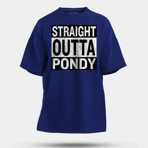 Straight outta pondy men/unisex oversized t-shirt in royal blue color