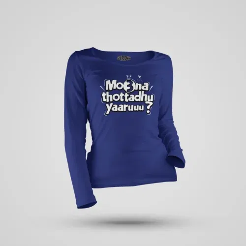 Moona thotadhu yaaru women's long sleeve t-shirt in royal blue color