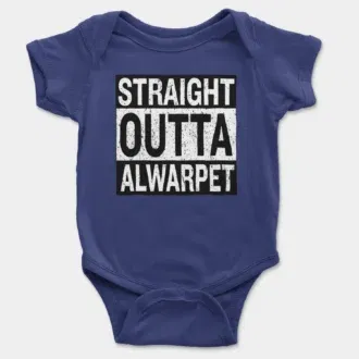 Straight outta alwarpet onesie/romper in royal blue color