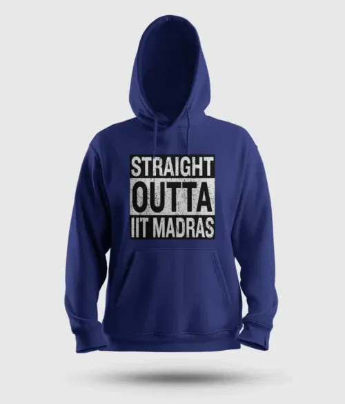 Straight outta iit madras men/unisex hoodie in royal blue color