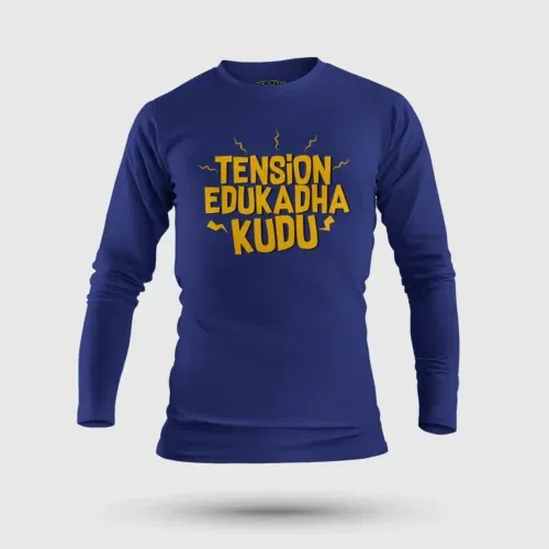 Tension edukadha kudu men/unisex long sleeve t-shirt in royal blue color