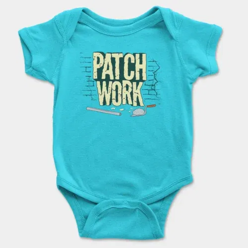 Patch work onesie/romper in skyblue color