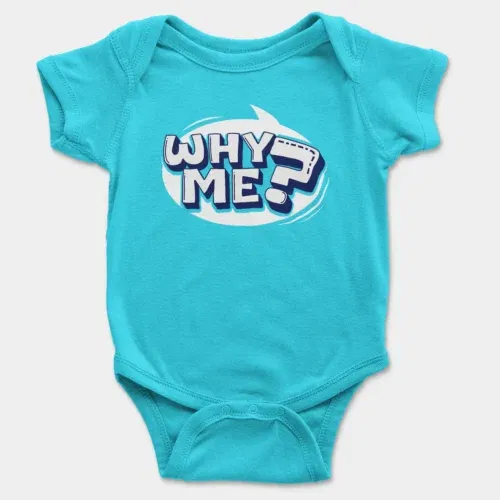 Why me? Onesie/romper in skyblue color