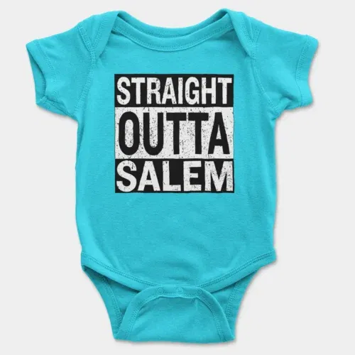 Straight outta salem onesie/romper in skyblue color