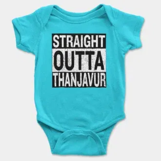 Straight outta thanjavur onesie/romper in skyblue color