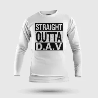 Straight outta dav men/unisex long sleeve t-shirt in white color