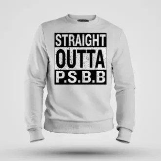 Straight outta psbb men/unisex sweatshirt in white color