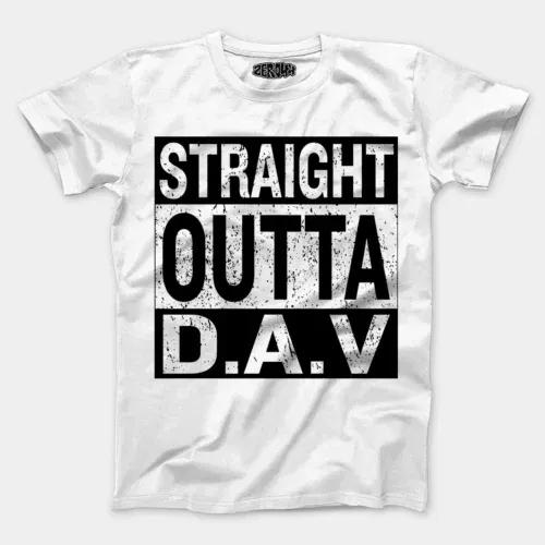 Straight outta dav men/unisex t-shirt in white color