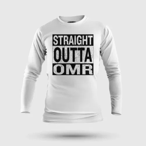 Straight outta omr men/unisex long sleeve t-shirt in white color