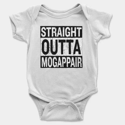 Straight outta mogappair onesie/romper in white color