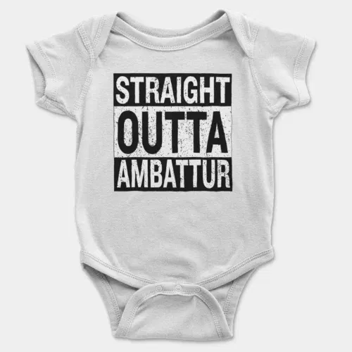 Straight outta ambattur onesie/romper in white color