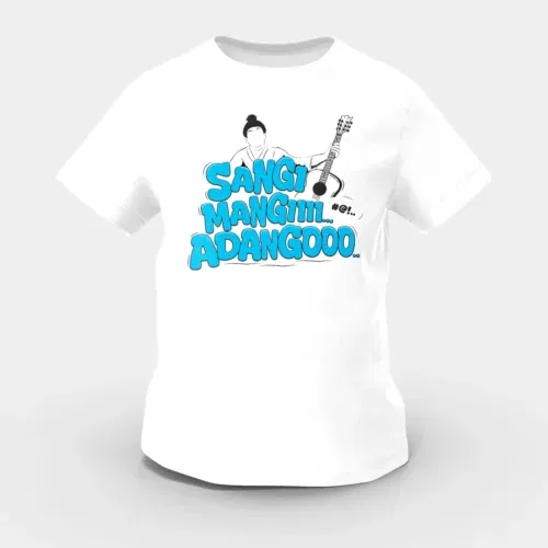 Sangi mangiiiii….. Adangoooo girls round neck t-shirt in white color