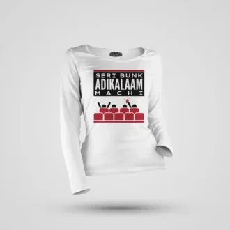 Seri bunk adikalaam machi women's long sleeve t-shirt in white color