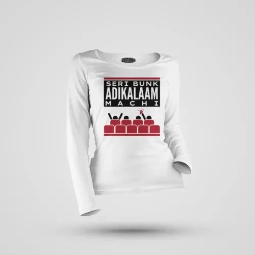 Seri bunk adikalaam machi women's long sleeve t-shirt in white color