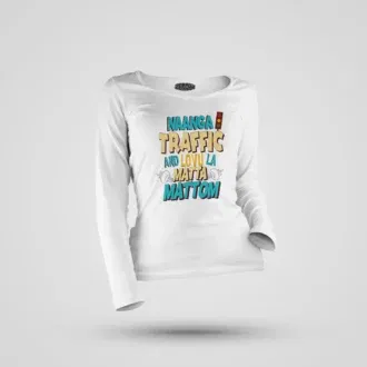 Naanga traffic and lovu la matta mattom women's long sleeve t-shirt in white color