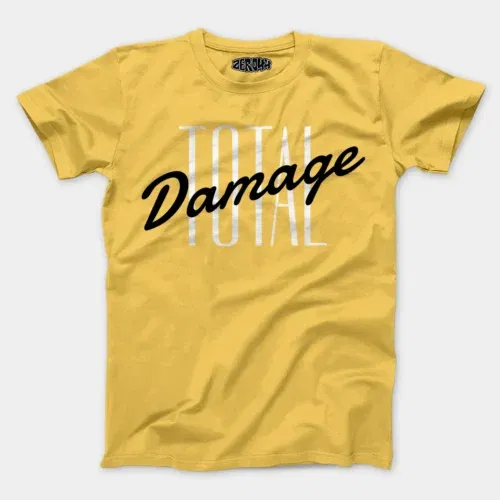 Total damage men/unisex t-shirt in yellow color