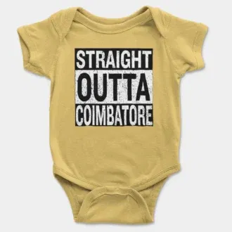 Straight outta coimbatore onesie/romper in yellow color